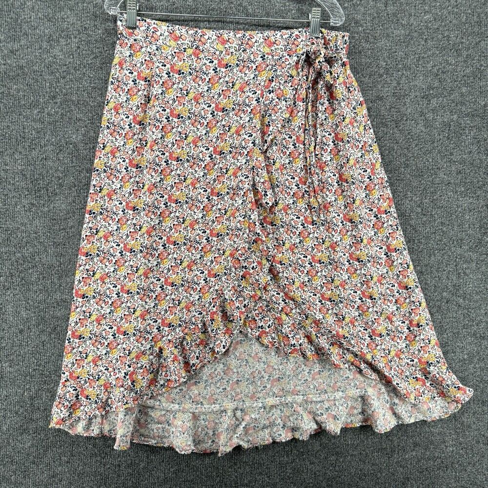 Rachel Zoe Wrap Skirt Large Floral Long Ruffle Cottagecore Peasant Boho Feminine